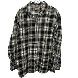 Redhead Mens 2XL Plaid Flannel Shirt Green‎ Tan Black Long Sleeve Button Down